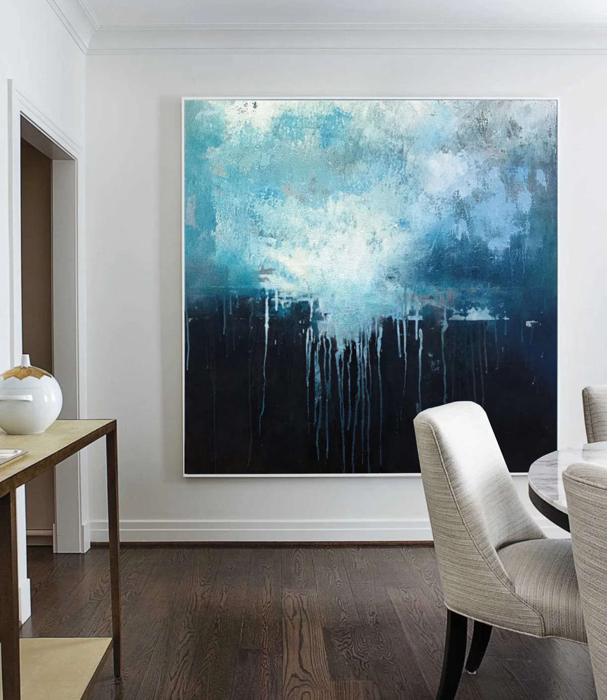 Large Blue Abstract Art Sky Landscape Oil Painting Dp131