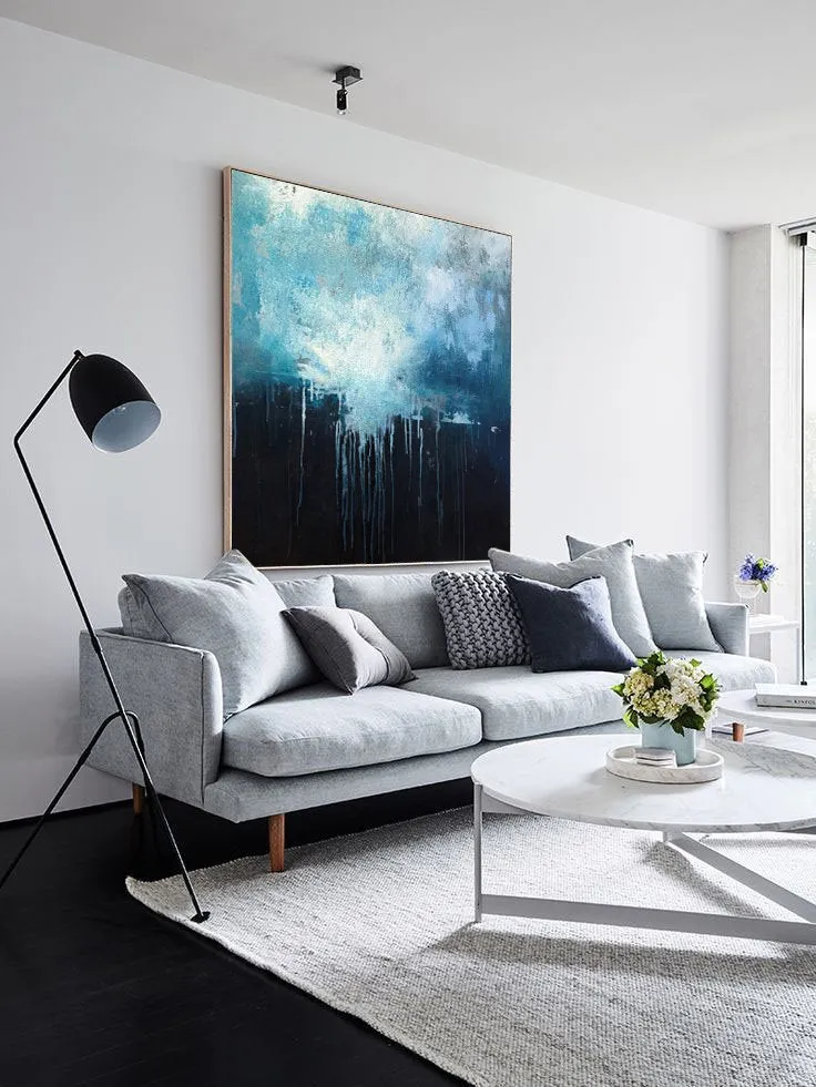 Large Blue Abstract Art Sky Landscape Oil Painting Dp131