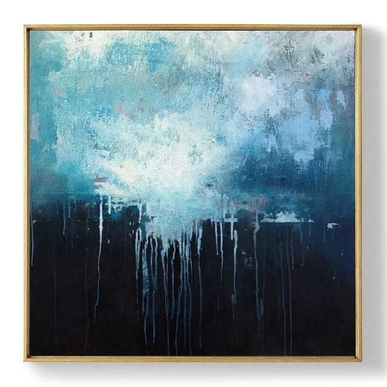 Large Blue Abstract Art Sky Landscape Oil Painting Dp131