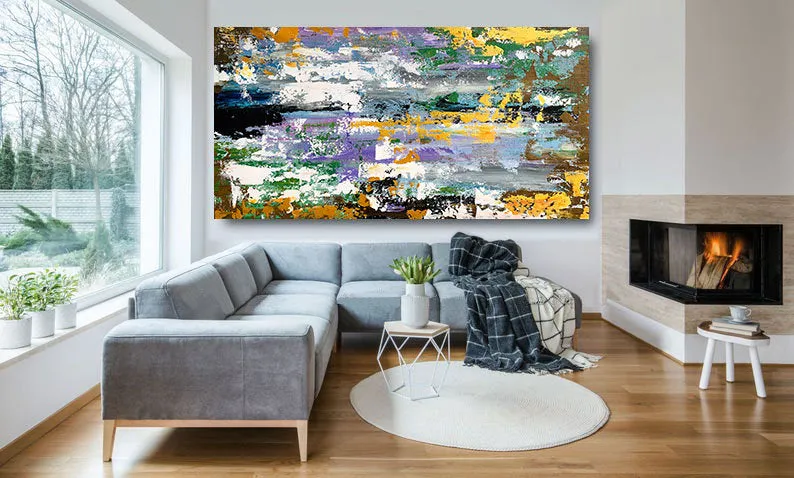 Large Colorful Canvas Art Modern Abstract Painting on Canvas Bp023