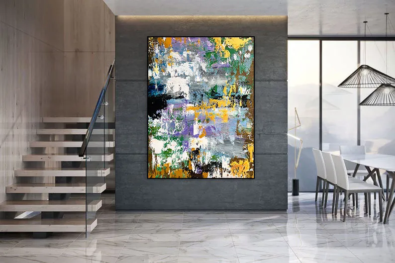 Large Colorful Canvas Art Modern Abstract Painting on Canvas Bp023