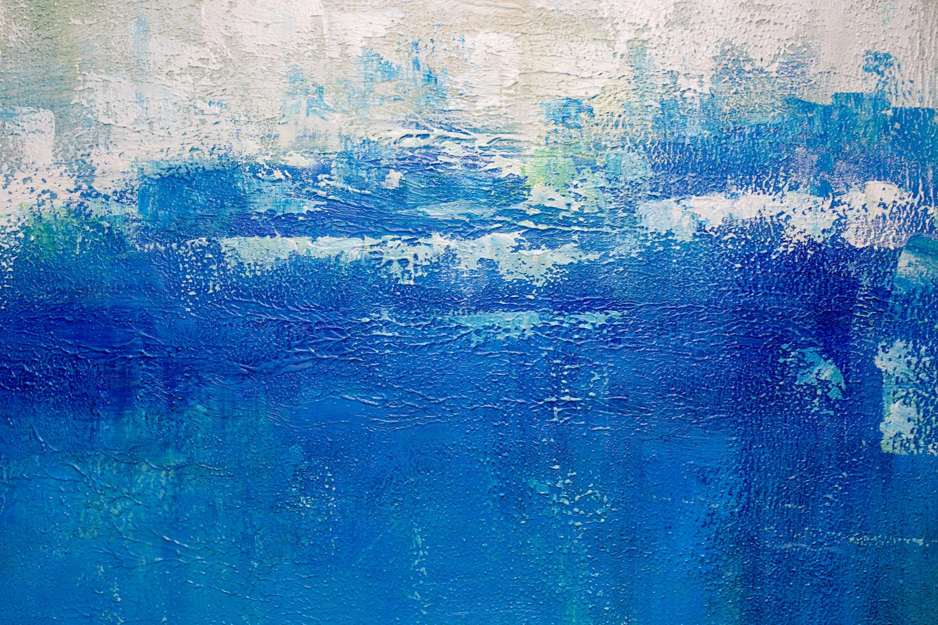 Large DEEP Blue Sea Abstract Painting,Blue Ocean Oil Painting