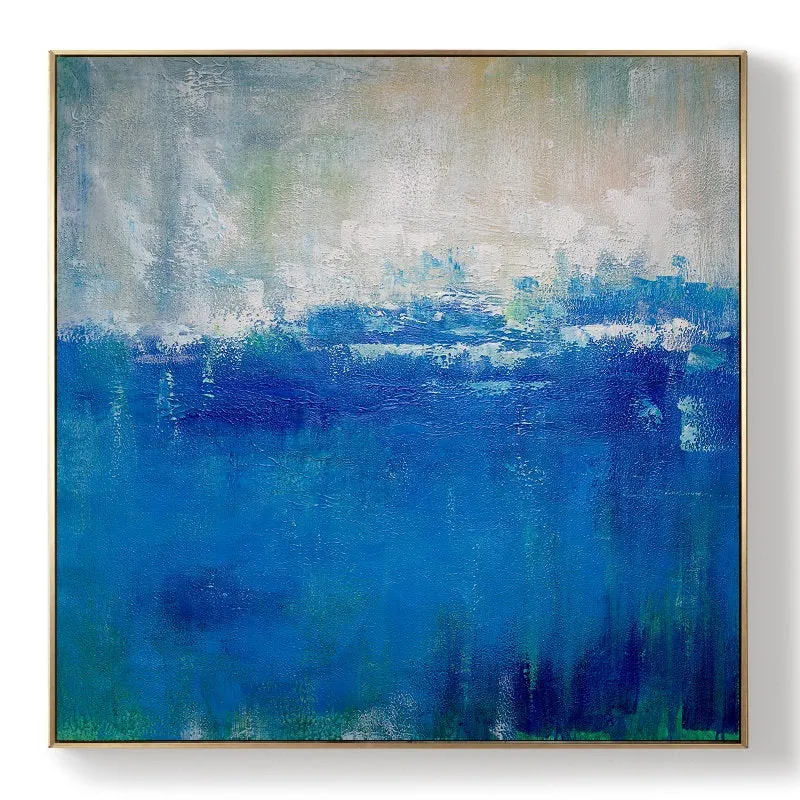 Large DEEP Blue Sea Abstract Painting,Blue Ocean Oil Painting