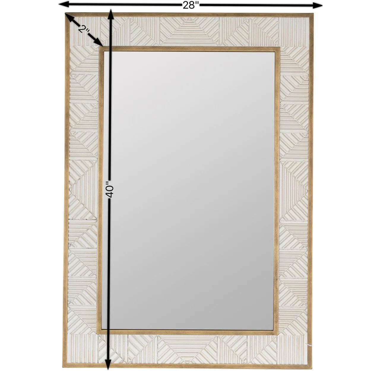 Lustré Blanc Hand-Painted Wall Mirror 28W x 40H