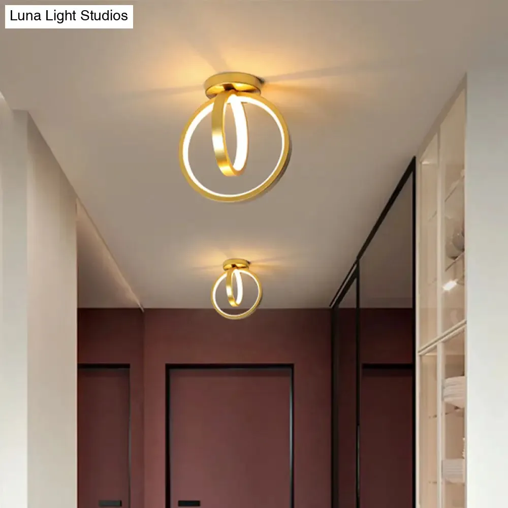 Metallic Minimalist LED Ceiling Flush Light - Circle Foyer Semi Flush Mount Lighting