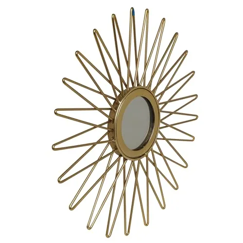 Metro Kreations Decorative Wall Mirror Set, 3 Pieces, Sunburst Design, Brass Finish | Glamour Design Wall Mount Hanging Mirror Sculpture,Wall Mirror for Living Room, Dining Hall, Bedroom