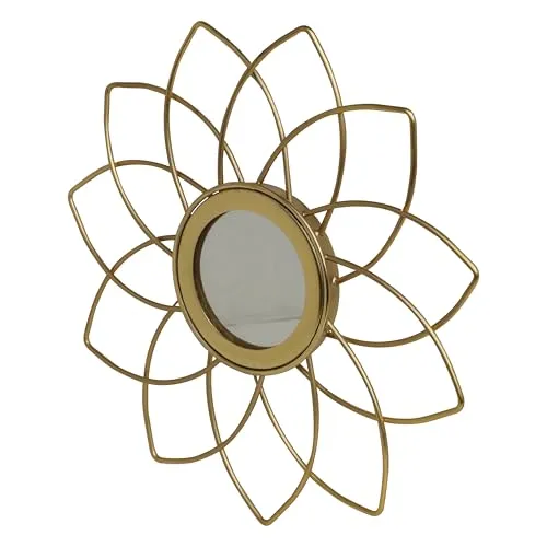 Metro Kreations Decorative Wall Mirror Set, 3 Pieces, Sunburst Design, Brass Finish | Glamour Design Wall Mount Hanging Mirror Sculpture,Wall Mirror for Living Room, Dining Hall, Bedroom