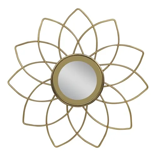 Metro Kreations Decorative Wall Mirror Set, 3 Pieces, Sunburst Design, Brass Finish | Glamour Design Wall Mount Hanging Mirror Sculpture,Wall Mirror for Living Room, Dining Hall, Bedroom