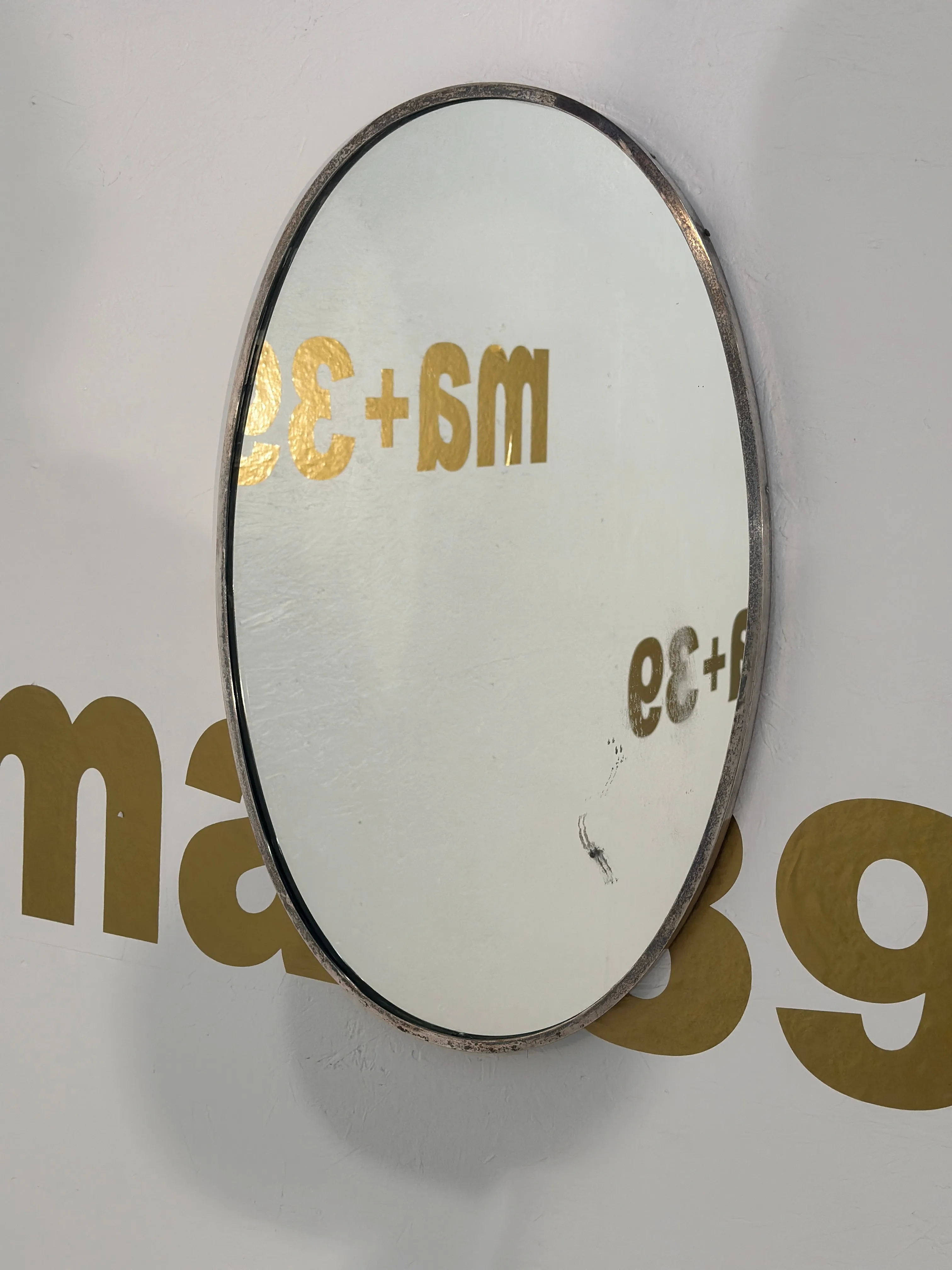 Mid Century Italian Oval Brass Mirror 1960s