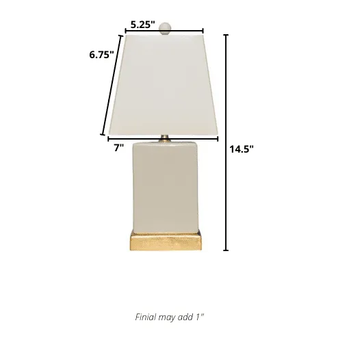 Mini Porcelain Cream Table Lamp (Gold Leaf Base)
