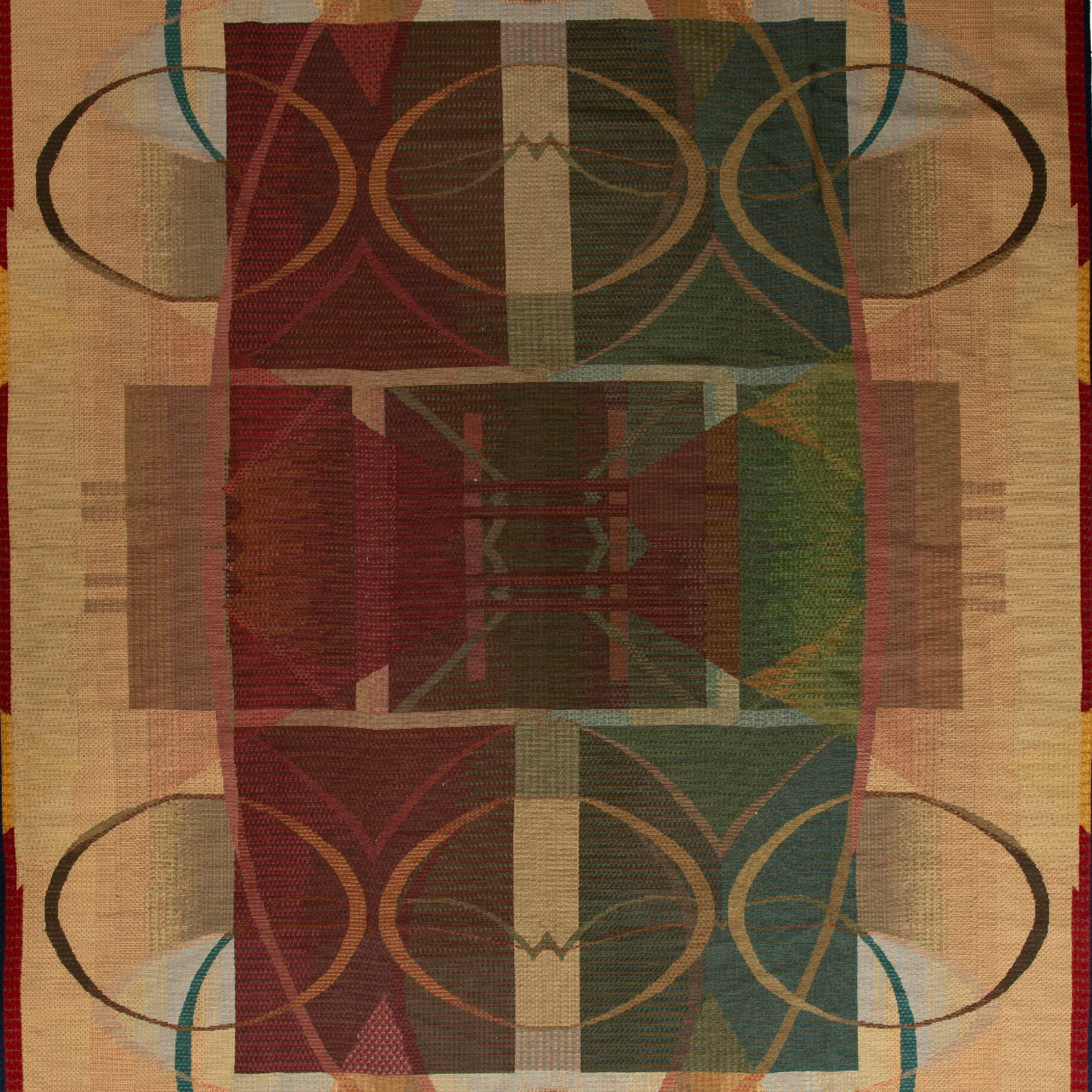 Multicolored Modern Wool Rug - 10'4" x 13'1"