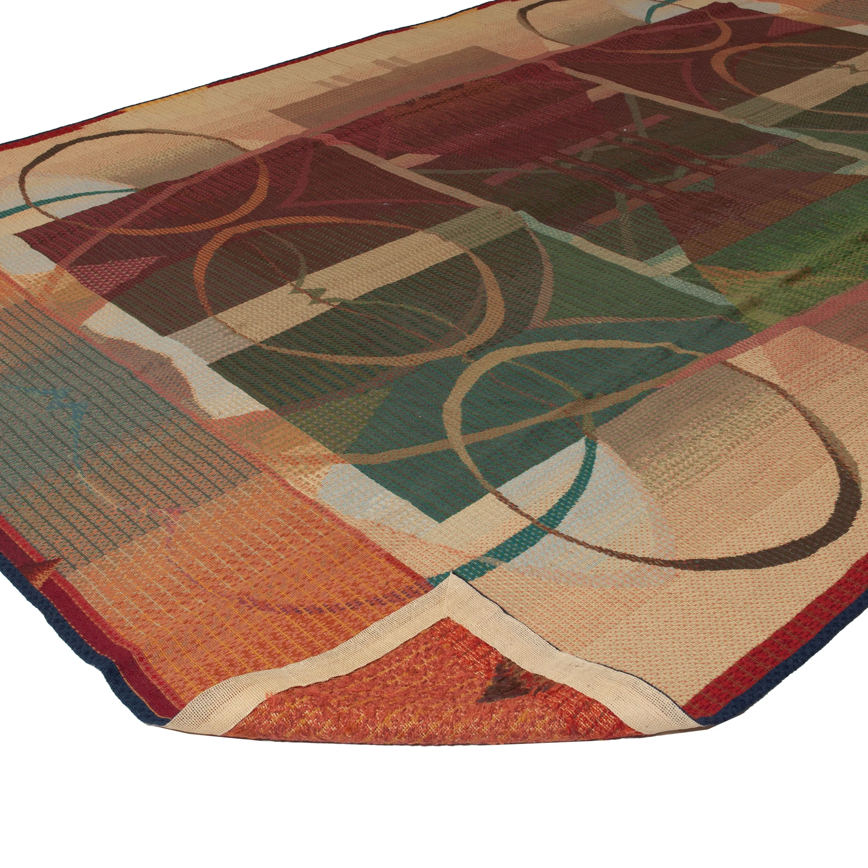 Multicolored Modern Wool Rug - 10'4" x 13'1"