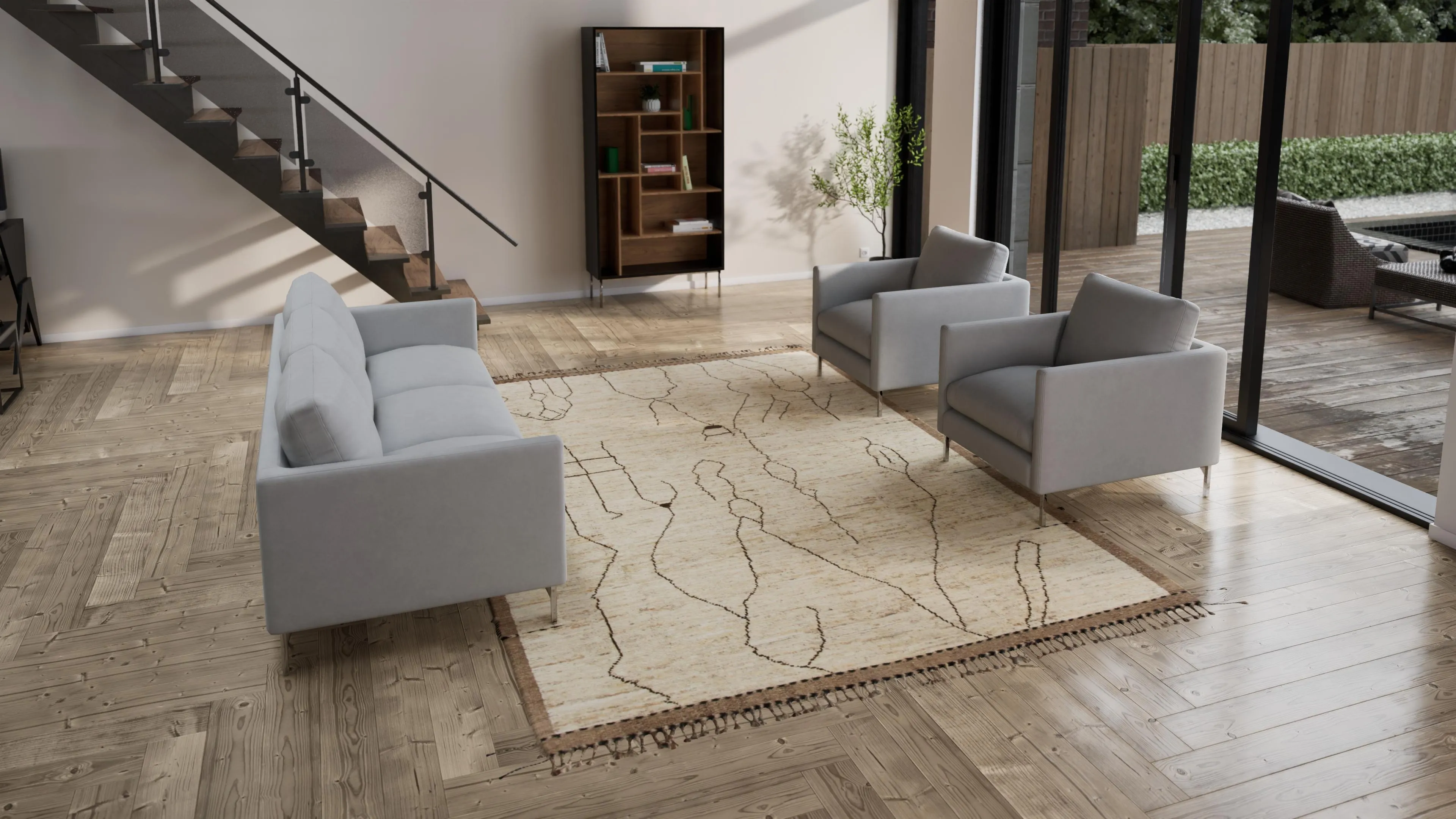 Multicolored Modern Wool Rug - 9'1'' x 12'2''