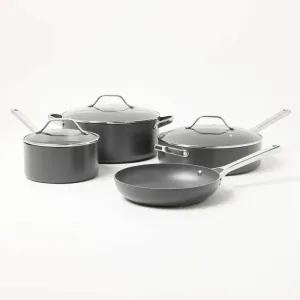 New - 7pc Nonstick Hard Anodized Aluminum Cookware Set Dark Gray - Figmint