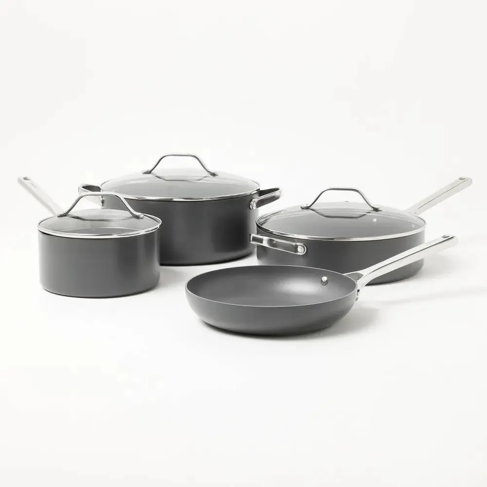 New - 7pc Nonstick Hard Anodized Aluminum Cookware Set Dark Gray - Figmint