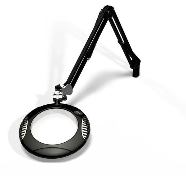 OC White 62400-4-B Green-Lite&reg; LED Magnifier with 7.5" Round, 4 Diopter Lens & Edge Clamp, Carbon Black