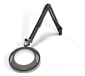 OC White 62400-4-CM Green-Lite&reg; LED Magnifier with 7.5" Round, 4 Diopter Lens & Edge Clamp, Charcoal Mist