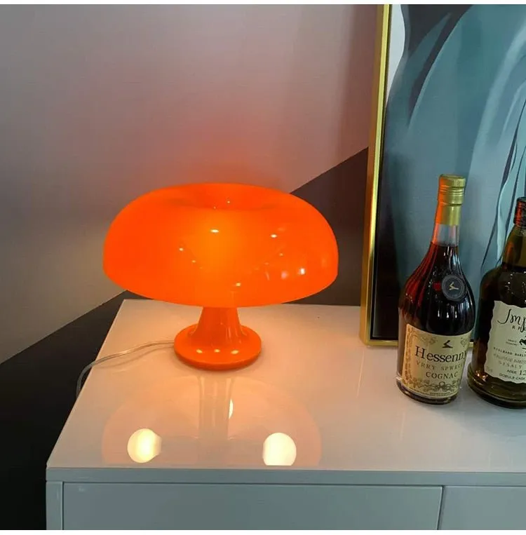 Orange and White Mushroom Table Lamp