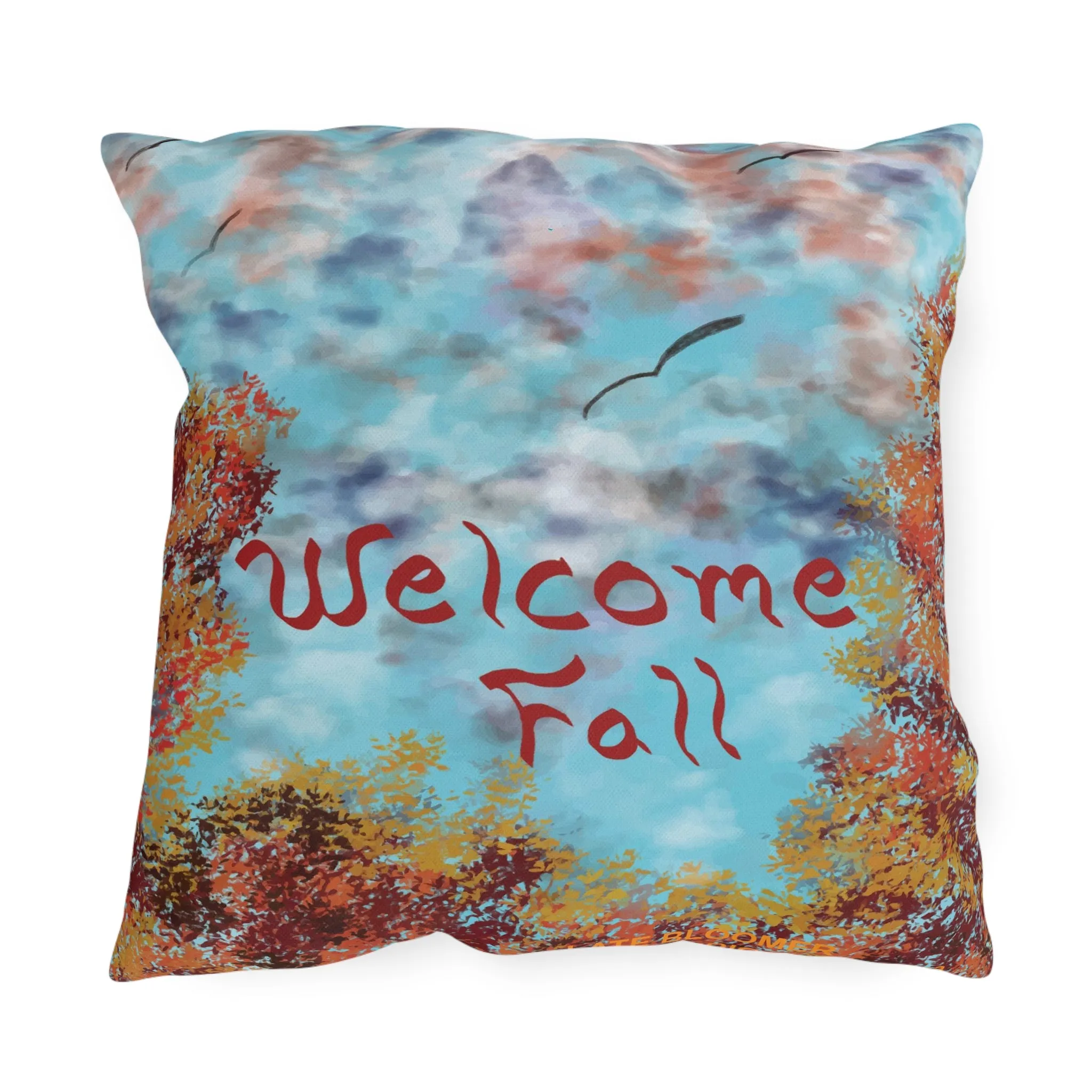 Outdoor Throw Pillows - Welcome Fall