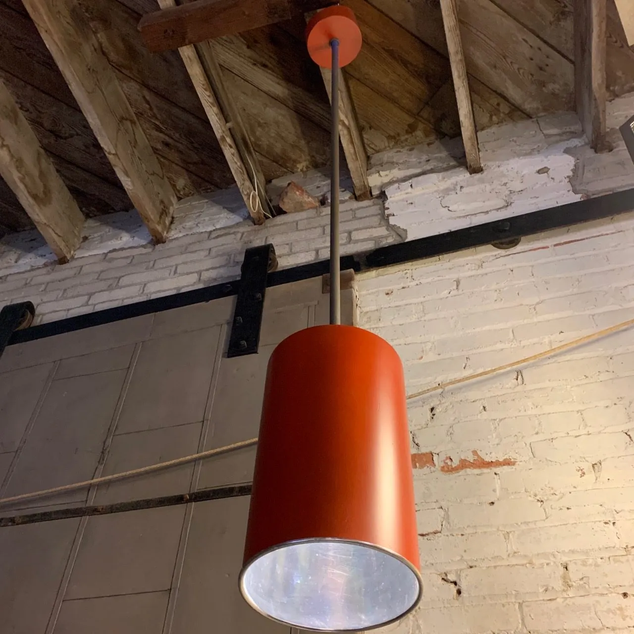 Pendant Light, Industrial, Vintage, Red