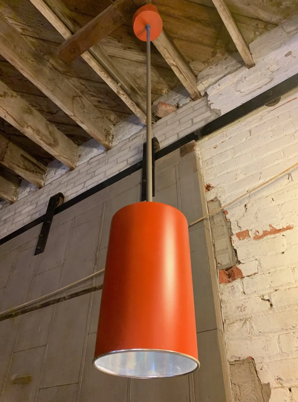 Pendant Light, Industrial, Vintage, Red