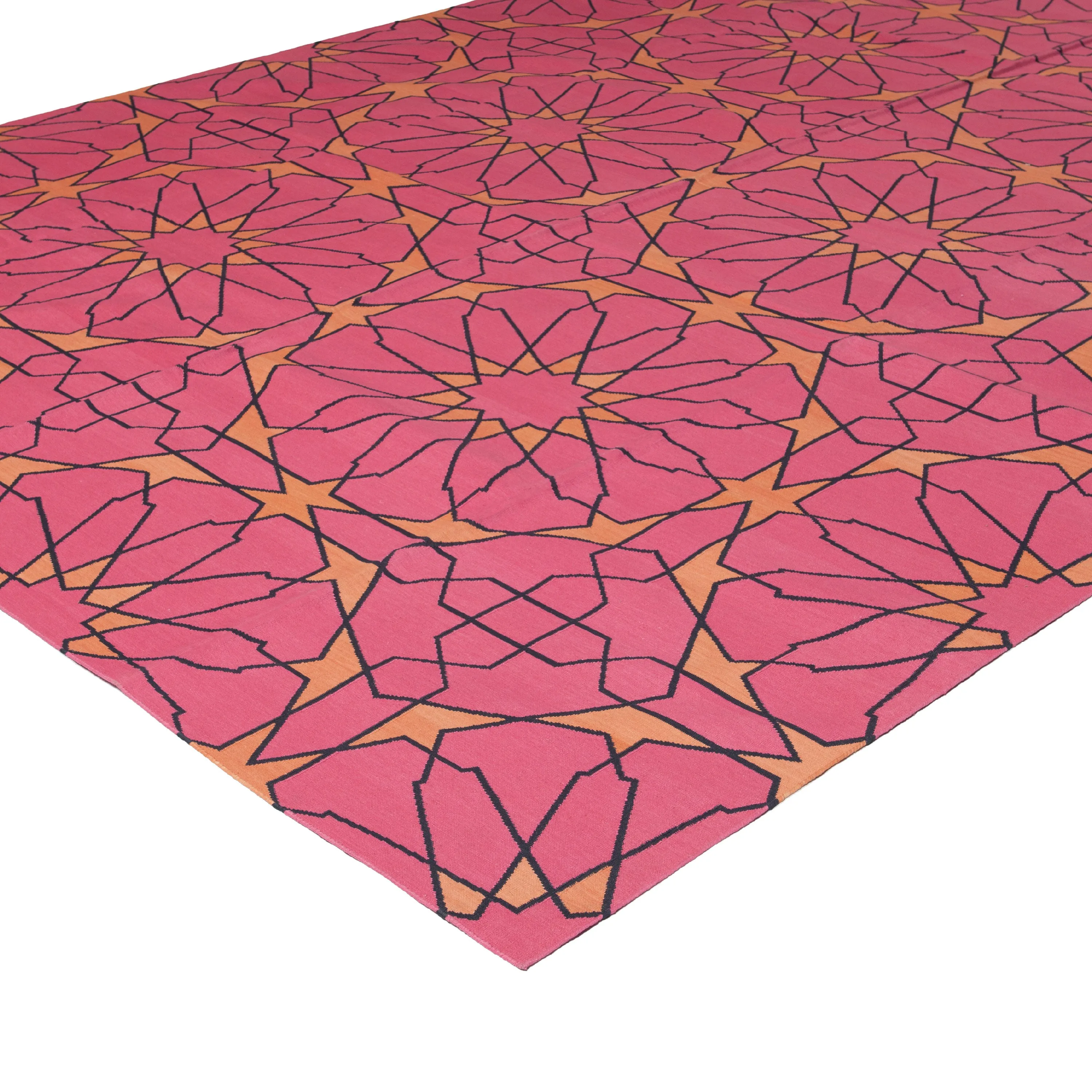 Pink Mosaic Flatweave Cotton Rug - 8'1" x 11'1"