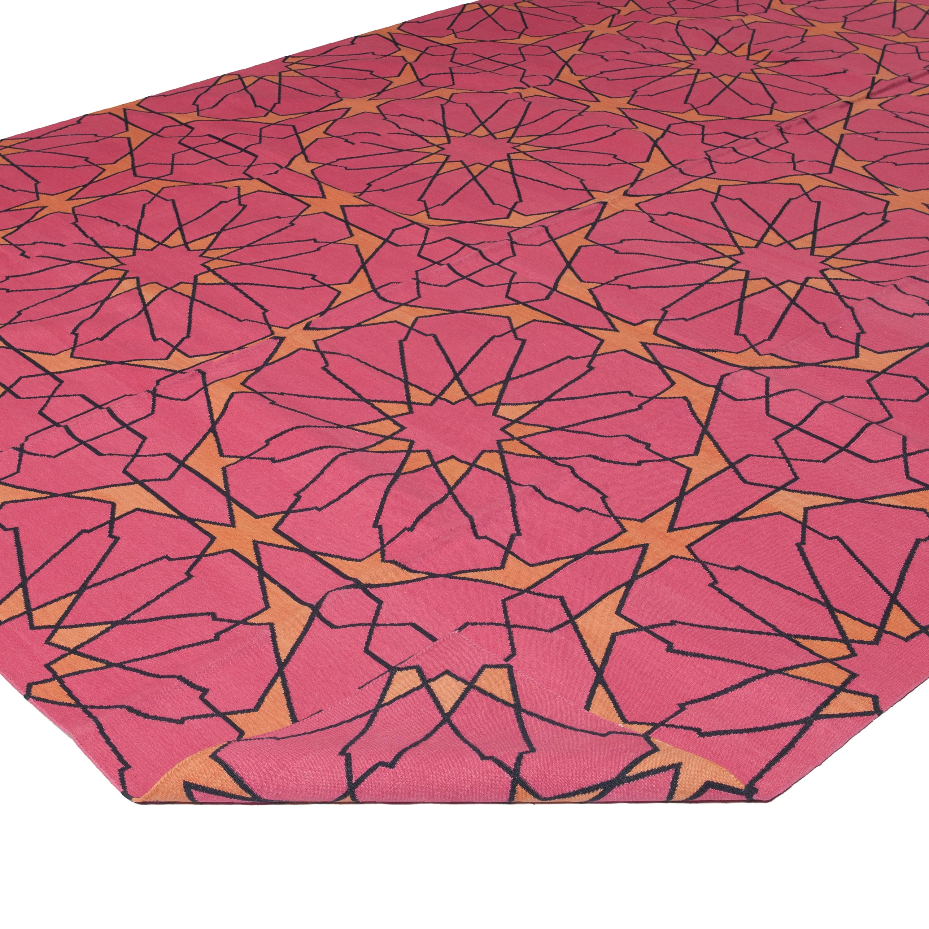 Pink Mosaic Flatweave Cotton Rug - 8'1" x 11'1"