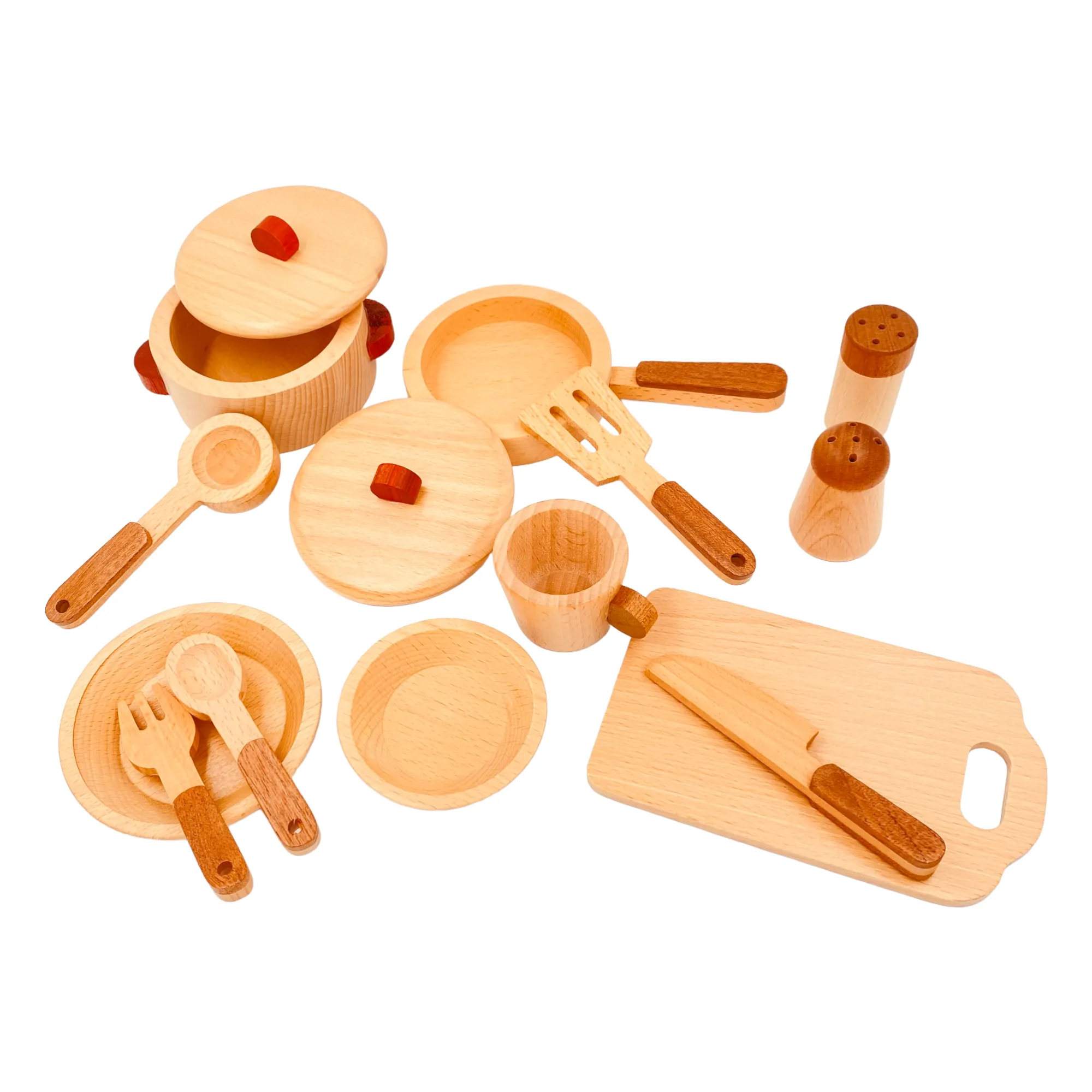 **Pre-order (Ships in 2-3 Weeks)**15 Pcs Wooden Kitchen Cookware Playset