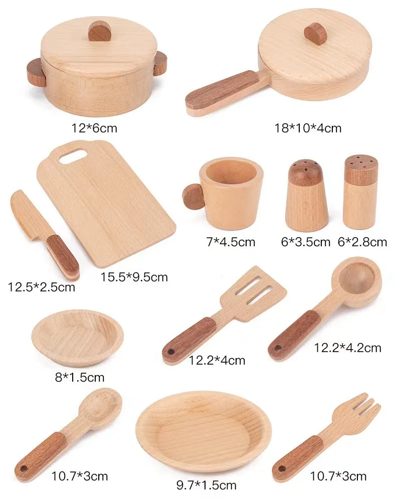 **Pre-order (Ships in 2-3 Weeks)**15 Pcs Wooden Kitchen Cookware Playset