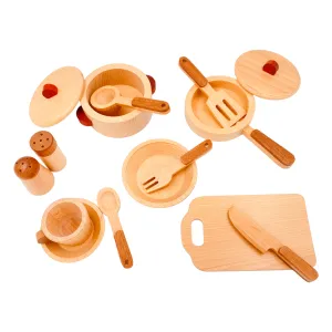 **Pre-order (Ships in 2-3 Weeks)**15 Pcs Wooden Kitchen Cookware Playset