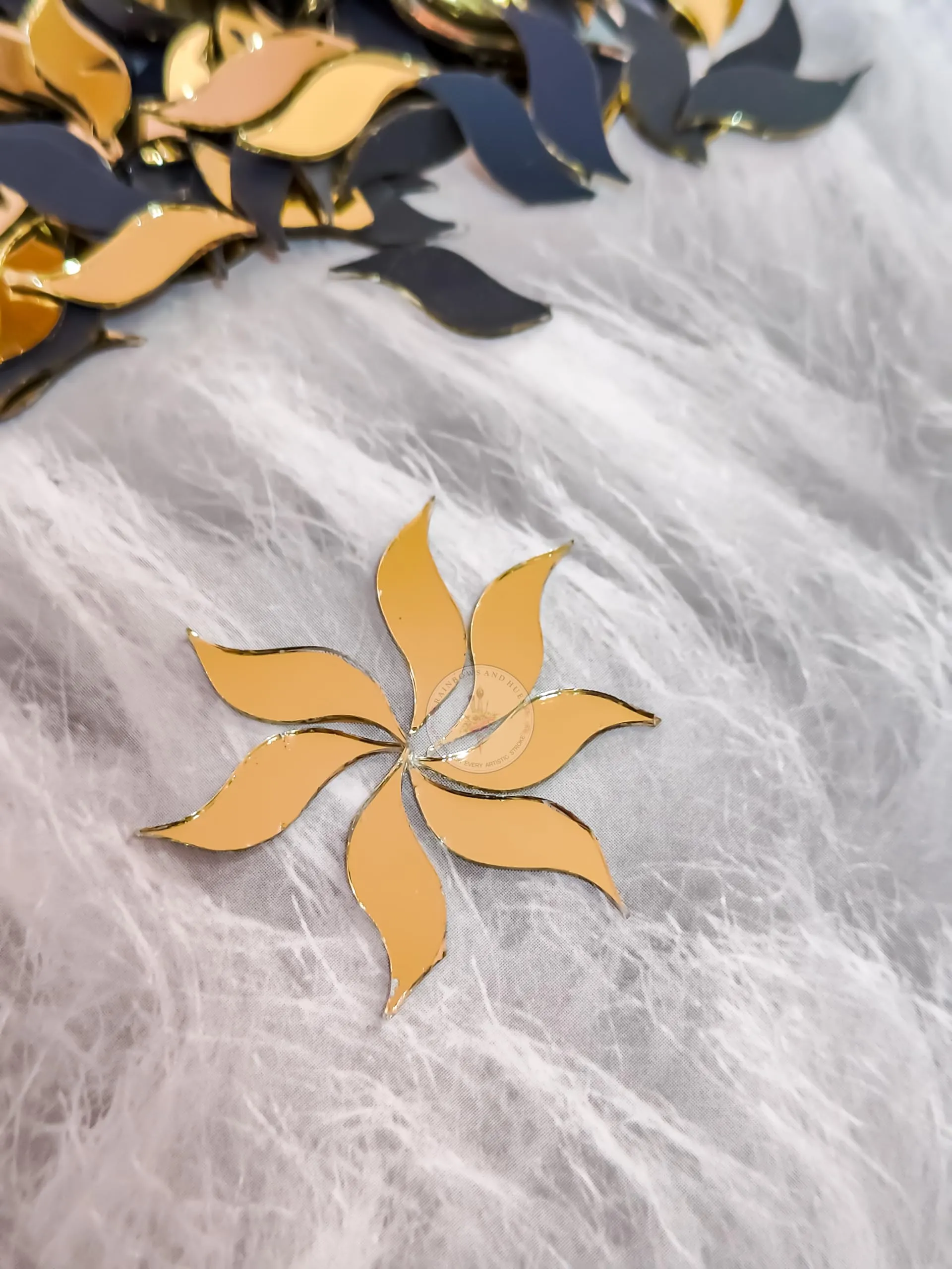 R&H Gold Mirror S Shape, 100 Grams for LIPPAN Art, Mirror Art, MUD and Mirror Art, Craft, Mosaic Art, Home Decorations ETC (2 CM)