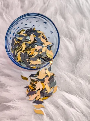 R&H Gold Mirror S Shape, 100 Grams for LIPPAN Art, Mirror Art, MUD and Mirror Art, Craft, Mosaic Art, Home Decorations ETC (2 CM)