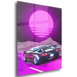 Retrowave Drive Neon (Purple) Acrylic Wall Art