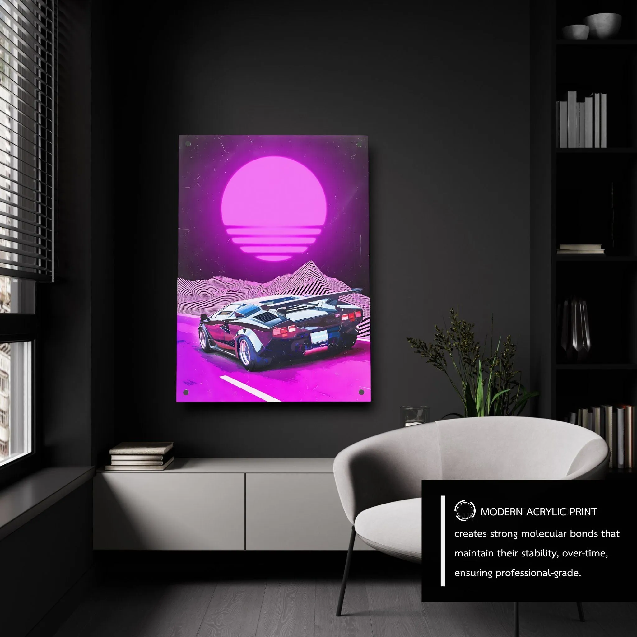 Retrowave Drive Neon (Purple) Acrylic Wall Art
