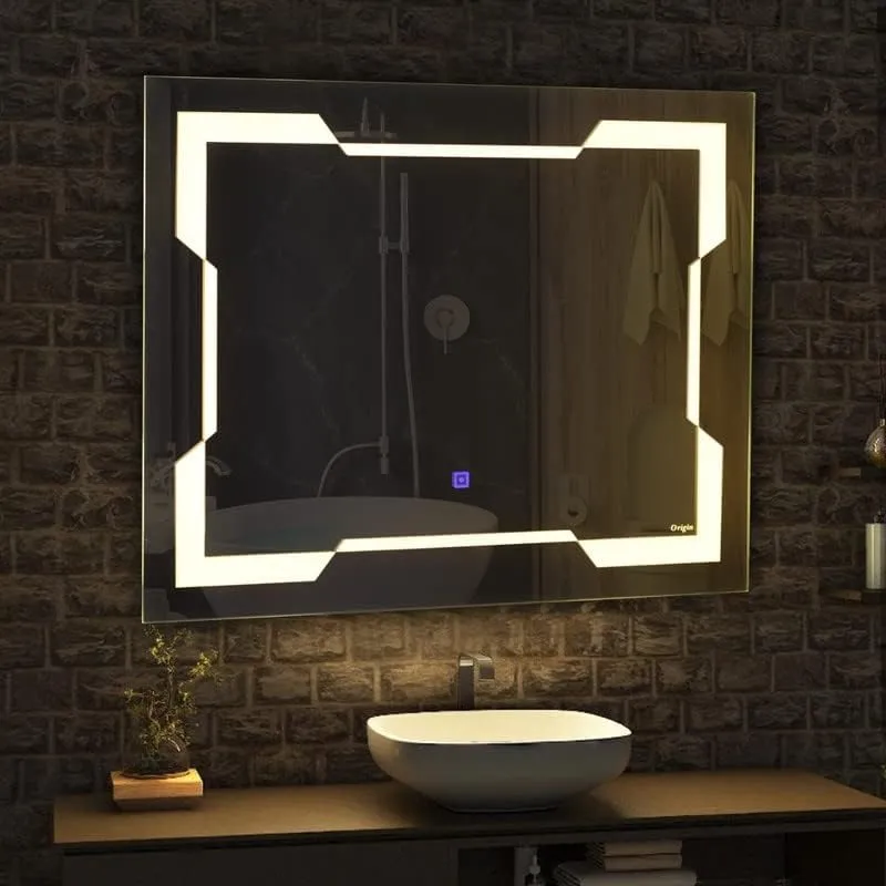 R.S Internationals Square Shaped Led Wall Mirror for Bedroom, Bathroom, Hall, Livingroom (24"x24"/ OA16)