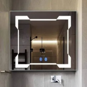 R.S Internationals Square Shaped Led Wall Mirror for Bedroom, Bathroom, Hall, Livingroom (24"x24"/ OA16)