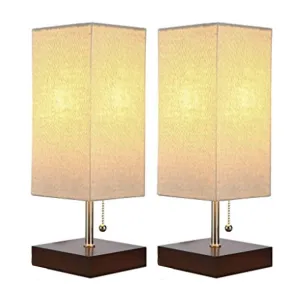 S/2 14" Wood Table Lamps, Brown