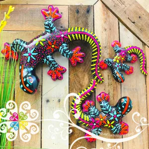 Set of 3 Clay Lizard Home Decor