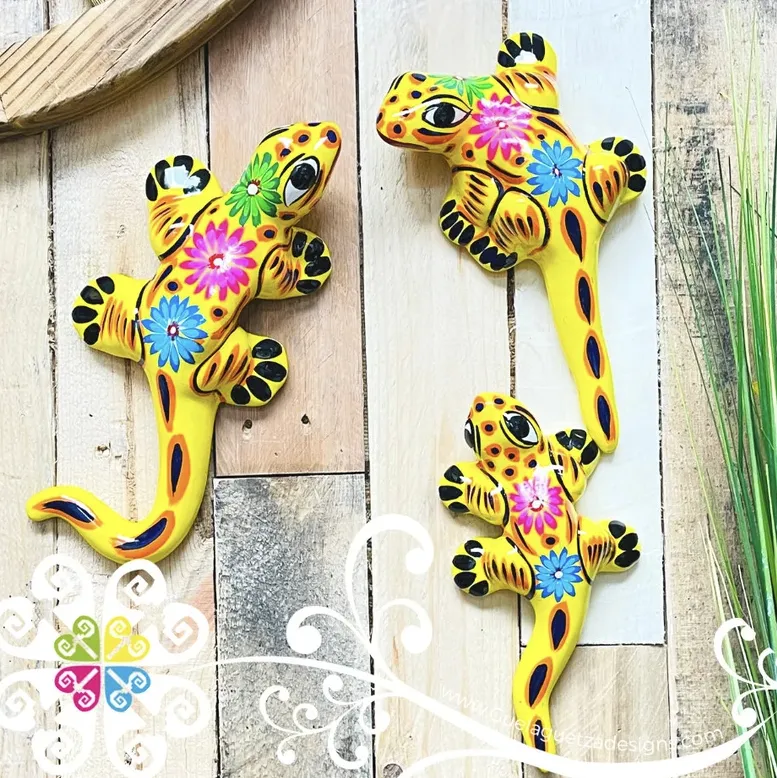 Set of 3 Clay Lizard Home Decor
