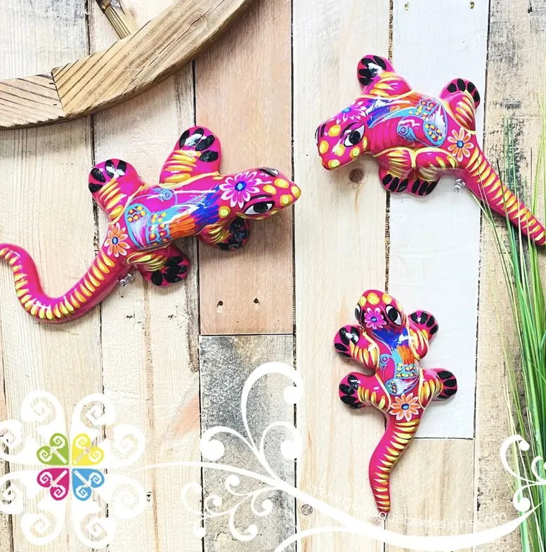 Set of 3 Clay Lizard Home Decor