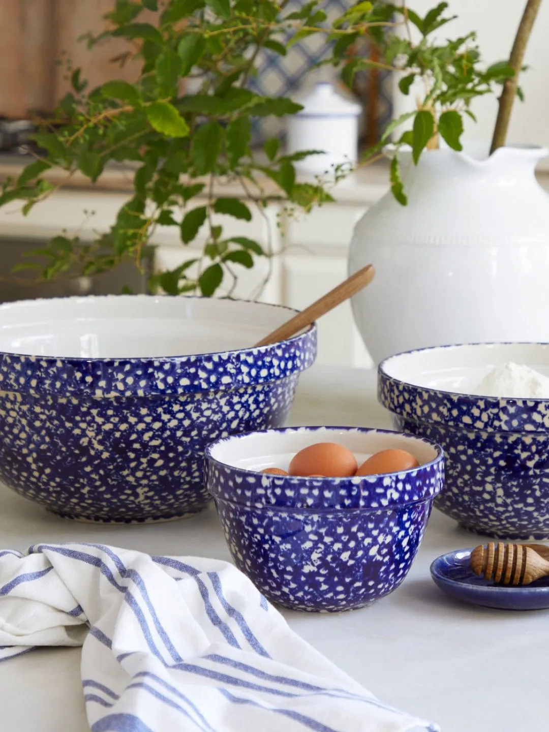 Speckled Blue Mixing Bowls