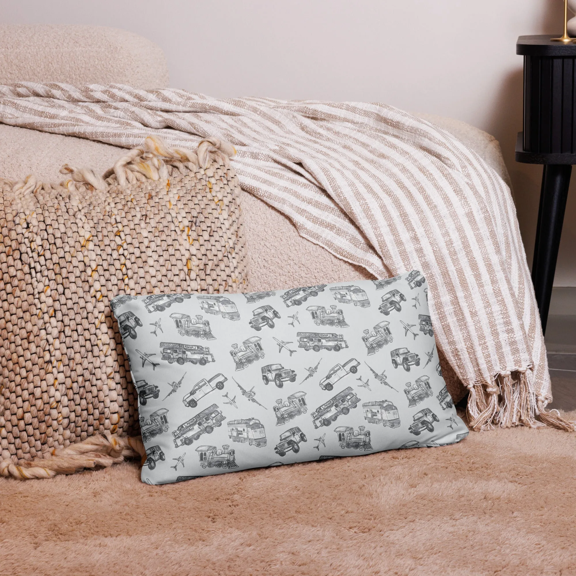 Trains, Planes and Automobiles Basic Throw Pillow 20x12