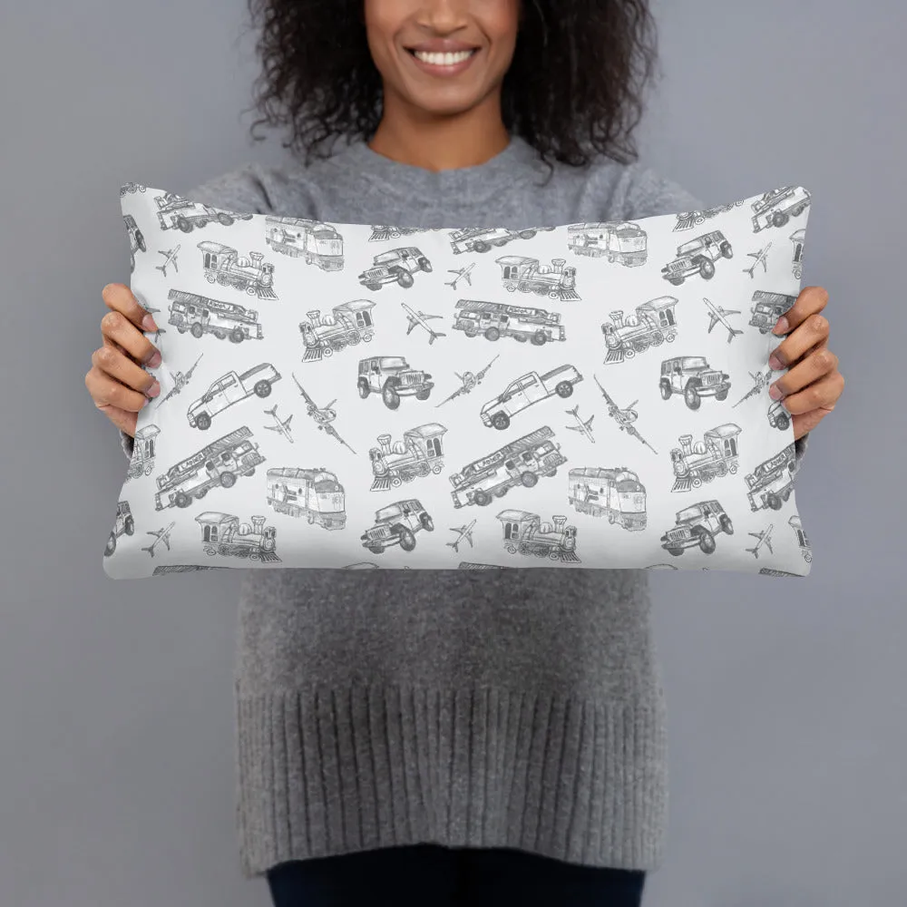 Trains, Planes and Automobiles Basic Throw Pillow 20x12