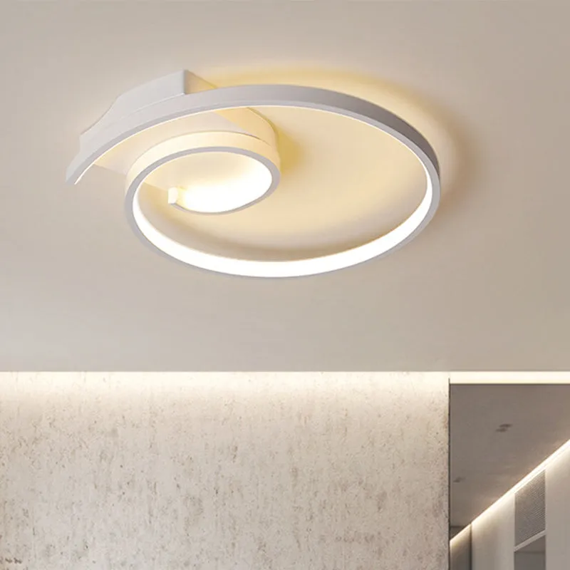 Ultra-Slim Curled Metal LED Flush Mount Ceiling Light - 16.5"/20.5" Width, Modern Style Black/White Lamp with Warm/White Light Options