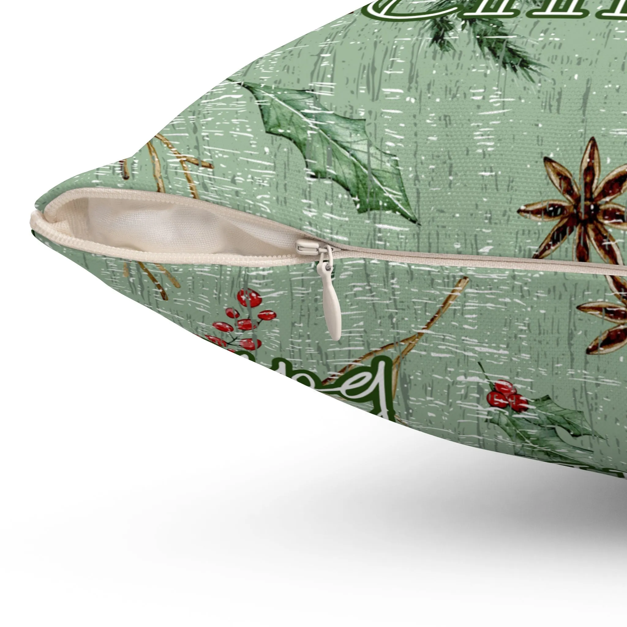Unto Us a Child Is Born: Manger and Floral Spun Polyester Pillow