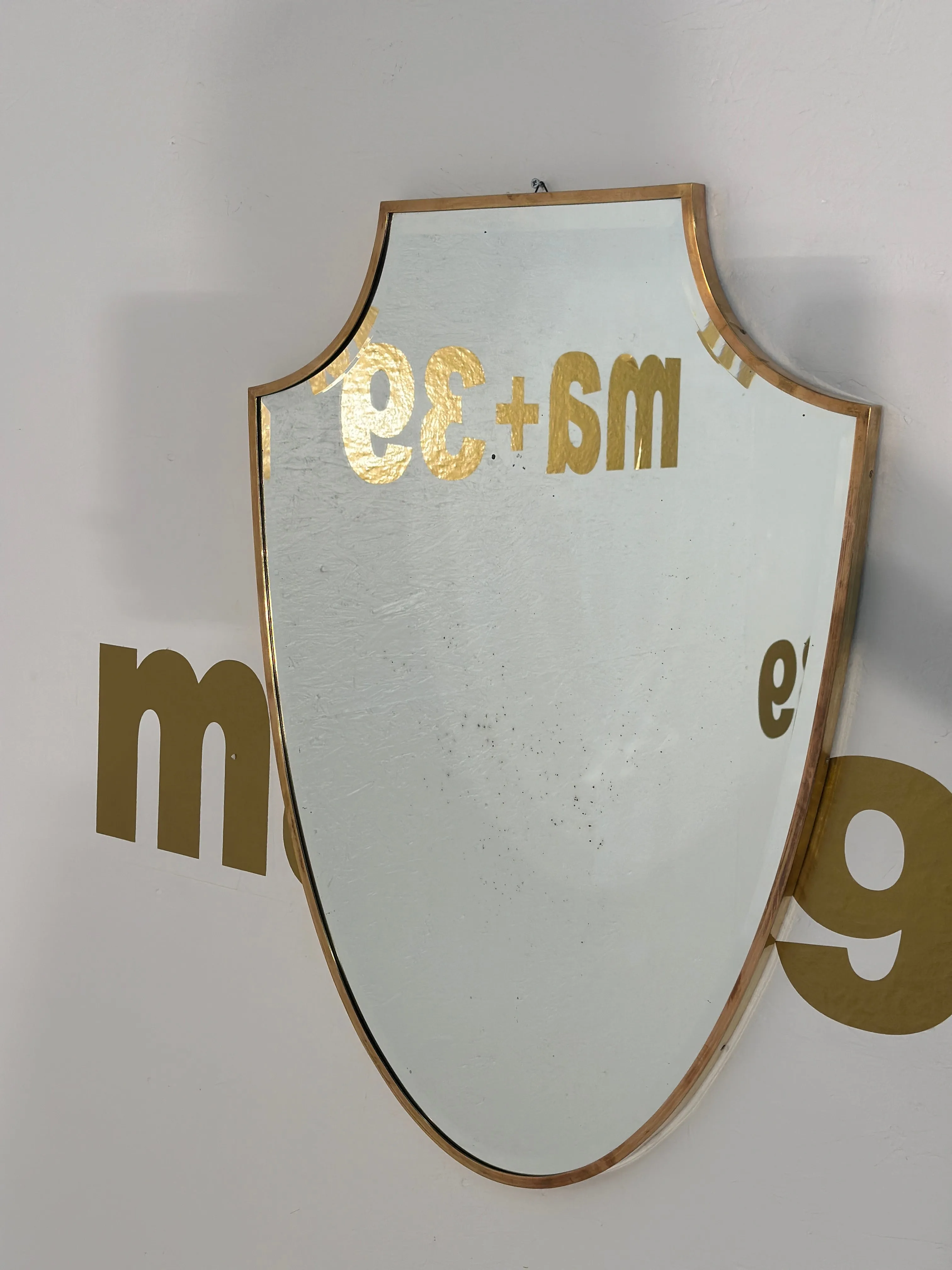 Vintage Italian Shield Wall Mirror 1960s