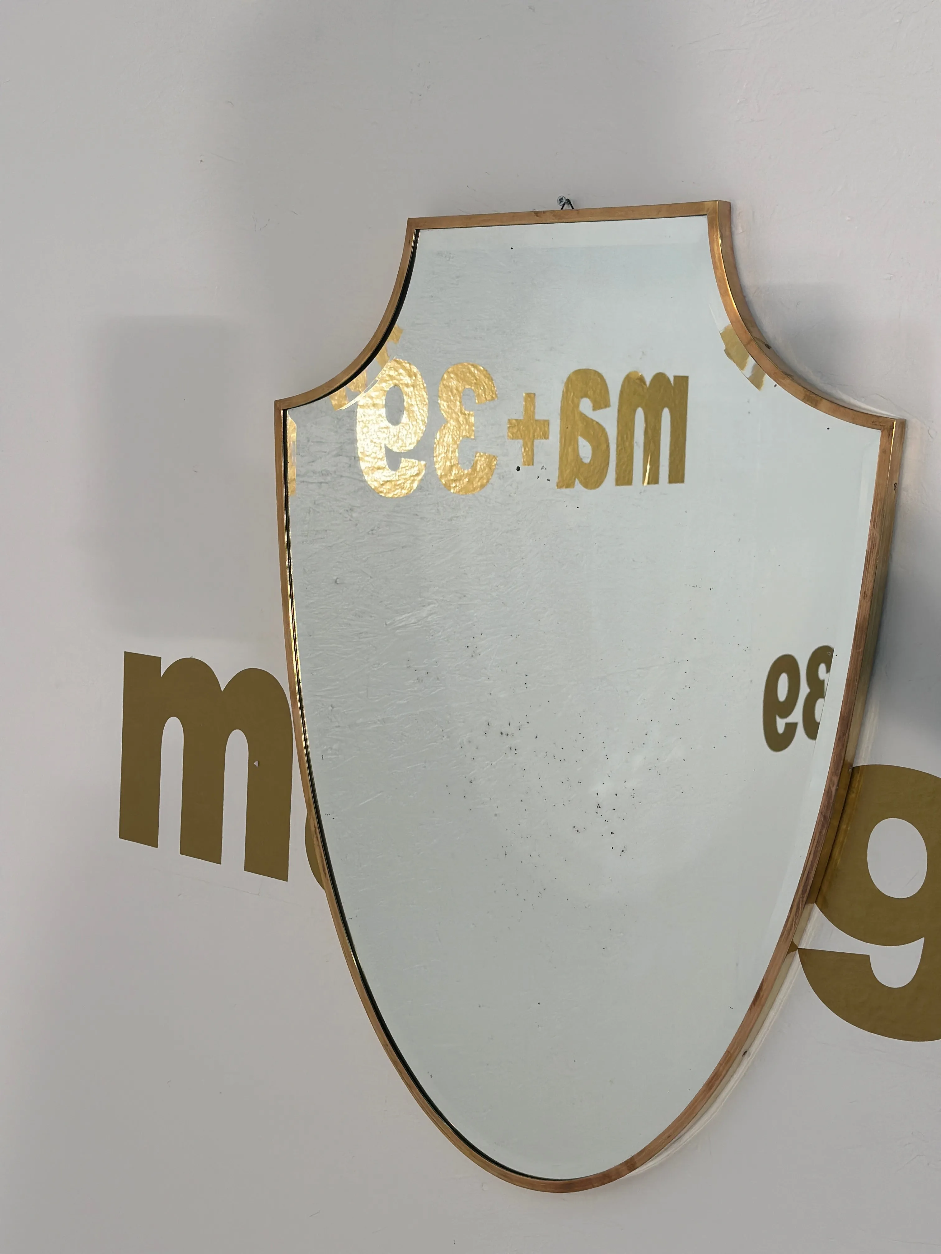 Vintage Italian Shield Wall Mirror 1960s