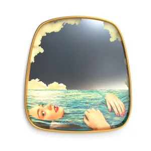 Wall Mirror Gold Frame Sea Girl