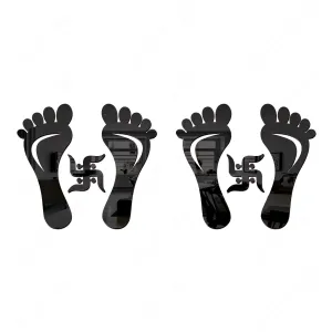Wall1ders Charan Paduka Black (Pack of 2) Mirror Stickers for Wall, Acrylic Mirror Wall Decor Sticker, Wall Mirror Stickers, Acrylic Stickers, Wall Stickers for Hall Room, Bed Room, Kitchen.