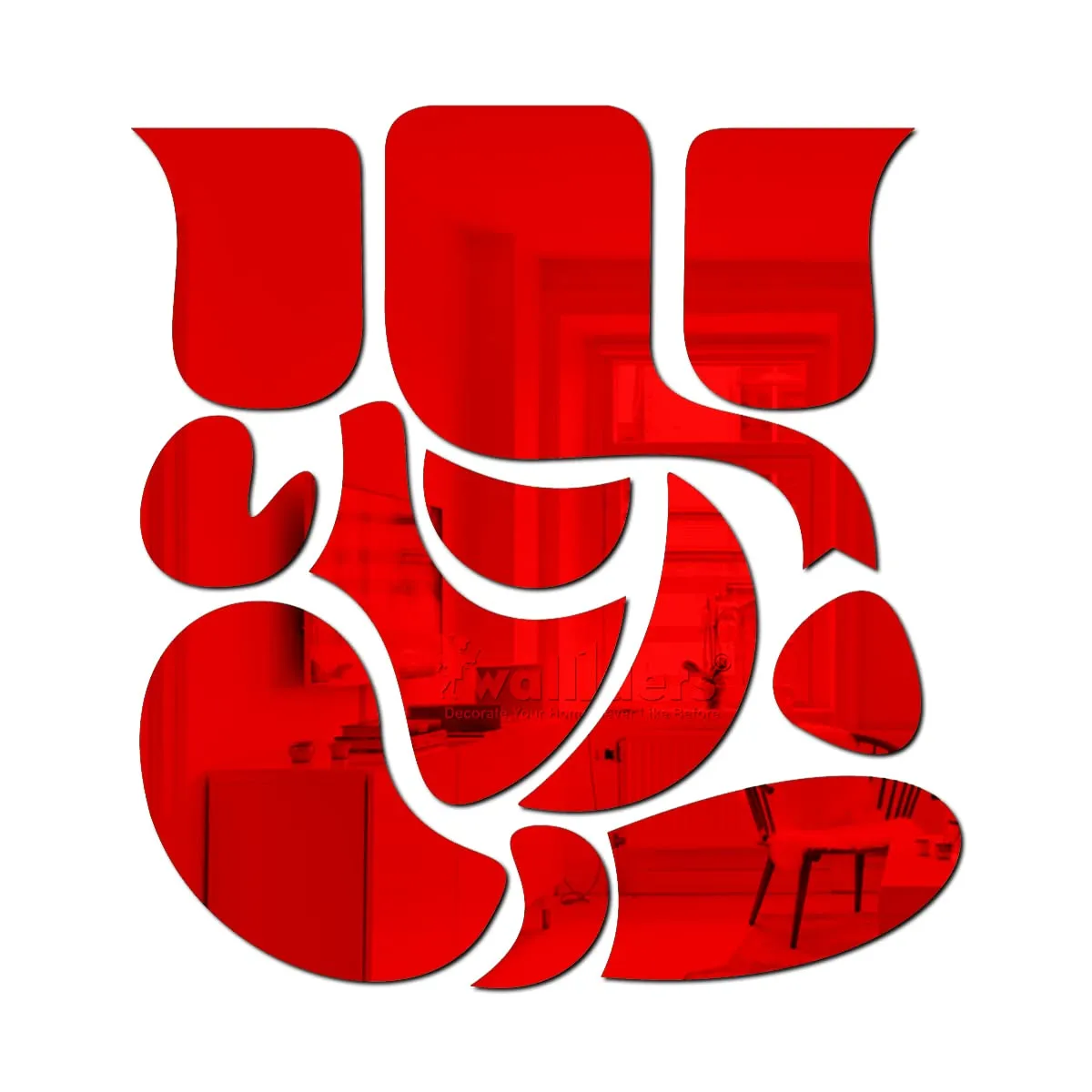 Wall1ders Ganesha Red Acrylic Mirror Stickers for Wall, Decorative Items Home Decoration for Bedroom, Living Room, Office, Study Room